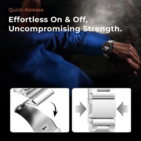 سوار تيتانيوم 18 مم لـ Vivoactive 4S/3S، Venu 2S/3S، حزام معدني سريع الفك 22 مم لـ Fenix ​​8 47 مم/Forerunner 965، شريط 26 مم لـ Fenix ​​8 51 مم/Enduro 3 51 مم/7X Pro Sapphire Solor in Kuwait