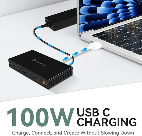 قاعدة توصيل Thunderbolt لجهاز MacBook Air/Pro M4 Quad 4K@60 هرتز، شاشة ممتدة 15 في 1 USB C Displaylink Dock لأجهزة الكمبيوتر المحمولة Mac مع PD 100W، USB 3.2 10 جيجابت في الثانية in Kuwait