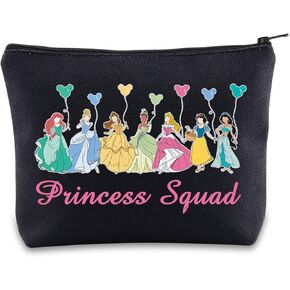 BWWKTOP Princess Squad Cosmetic Makeup Bag Princess Group Gifts Belle & Ariel & Tiana & Aurora Zipper Pouch Bag Princess Merchandise (Princess Squad)
