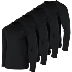 Real Essentials 4 Pack: Men's Compression Long-Sleeve T-Shirt Athletic Cold Weather Baselayer (Available in Big & Tall)
