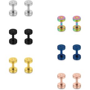 SCERRING 12PCS Mix Color Screw Ear Tunnels Stretching Kit Stainless Steel Gauge Plugs Set Expanders Same Sizes 16G-00G
