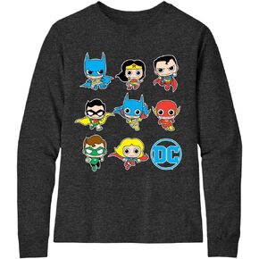DC Comics Boys' Batman Chibi Grid Long Sleeve T-Shirt