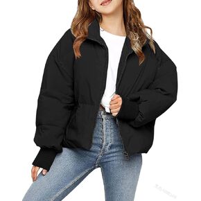 Girl's Winter Cropped Puffer Jacket Coat Short Warm Quilted Jacket