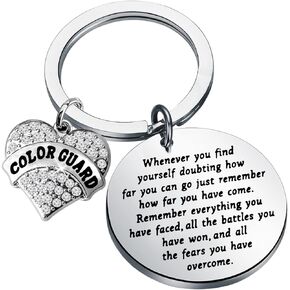 TIIMG Colorguard Inspirational Quote Keychain Color Guard Charm Gift Flag Girl Jewelry Senior Gift