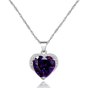 Uloveido Crystal Heart Pendant Necklace Wedding Promise Jewelry Women DZ006