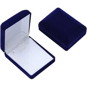 2 Pcs Velvet Necklace Boxes Pendant Gift Cases Necklace Storage Cases Pendant Display Boxes Jewelry Gift Boxes for Women Blue
