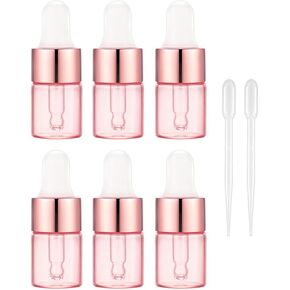 30 Pack Glass Dropper Bottles with Dropper Pipettes,2ml Essential Oil Bottles Dropping Bottles Rose gold Cap Refillable Container Perfume Empty Travel Sample Vials Essence Liquid Cosmetic Containers