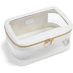 Telena Clear Makeup Bag Travel Toiletry Cosmetic Bag Portable Make Up Organizer for Women Beige
