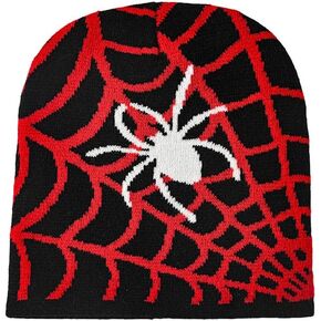 CORIRESHA Men Spider Web y2k Beanie Knitted Hats Women Warm Winter Goth Caps