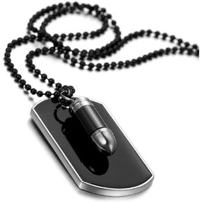 Cupimatch Mens Punk Black Military Army Style Dog Tag Alloy Pendant Necklace with Chain