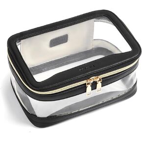 Telena Clear Makeup Bag Travel Toiletry Cosmetic Bag Portable Make Up Organizer for Women Beige