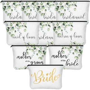 10 Pieces Bridesmaid Makeup Bag Wedding Canvas Bag Bride Bridesmaid Bags Print Bridesmaid Gift Bag Canvas Makeup Bags Wedding Party Cosmetic Bag Bridal Shower Gift Bags for Women Bridal Party(Floral)