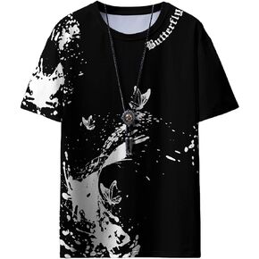 GORGLITTER Men's Graphic Tees Y2K Short Sleeve Round Neck T Shirt Casual Summer Tops