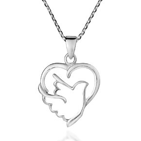 AeraVida Holy Spirit Dove of Love and Peace .925 Sterling Silver Pendant Necklace | Bird Necklace Women Jewelry | Gift for HER
