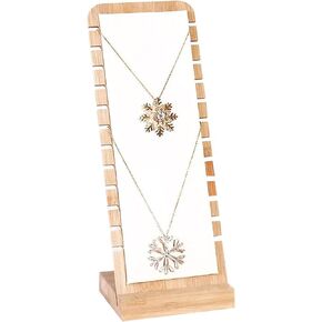 حامل عرض قلادة قائم بذاته مصنوع من الخيزران والجلد الأبيض خفيف الوزن من AUTOARK، حامل عرض سطح المكتب للمجوهرات، AJ-E03 in Kuwait