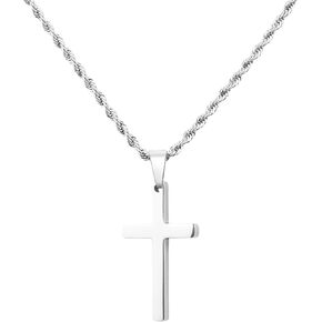 Cross Necklace for Men,Rope Chain Gold/Silver Stainless Steel Pendant Jewelry Gift, 18-26 Inch