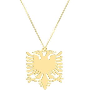 Gsoouas Stainless steel Albanian Eagle Pendant Necklace Ladies and men fashion clavicle chain Two-headed Hawk pendant necklace