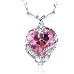 925 Sterling Silver Created Mystic Fire Rainbow Topaz Heart Necklace for Women Jewelry Gifts for Wife