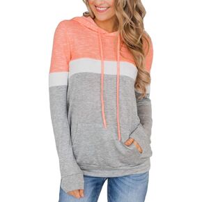 Barlver Women's Casual Hoodies Color Block Long Sleeve Drawstring Sweatshirts 1/4 Zip Pullover Lightweight Tops with Pocket