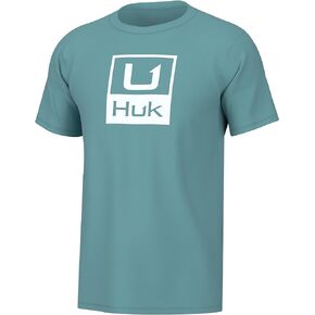 HUK Standard Short Sleeve Performance Tee, Fishing T-Shirt for Men, Stacked Logo-Marine Blue