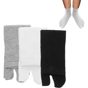 3 Pairs of Elastic Polyester Cotton Tabi Toe Socks Toe Socks Socks Tabi Split Toe Socks Toe Sock (White+Grey+Black)