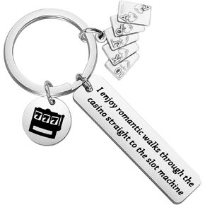 Gambler Gifts Casino Keychain with Poker Charm Playing Cards Jewelry