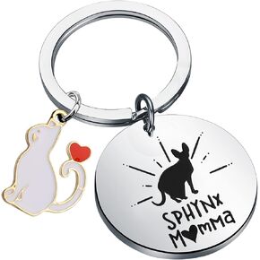 BLEOUK Sphynx Momma Keychain Sphynx Cat Gift Hairless Cat Lover Gift Gift for Cat Lover Women