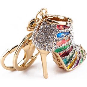 Unique Shape Rhinestone Crystal Keyring Charm Pendant Purse Key Ring Keychain Accessories Key Ring Women Betty Boop Chains Orange Bling Charm for Purse Charms Shoe Keychain