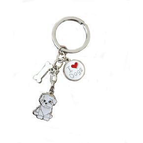 BECHANMIG Keychains, Lovely Dog Key-ring Portable Metal Keychain Keyring Key Decor Car Keyring Tag (Bichon Frise)