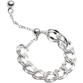 Unique Link Chain Knuckle Stacking Rings S925 Sterling Silver Adjustable with Dangling Ball Minimalist Finger Statement Ring Eternity Promise Band Cute Jewelry Gifts Bithday