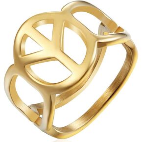 Jude Jewelers Stainless Steel World Peace Sign Emblem School Class Cocktail Party Graduation Ring
