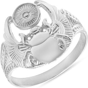 Elegant Sterling Silver Egyptian Scarab Ring, Sterling Silver Ring For Men and Women, Beetle Sun Ring, Silver Egyptian Jewelry Made In USA