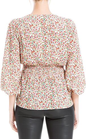 Max Studio Women's Crepe 3/4 Sleeve Tie Front Blouse in Saudi Arabia