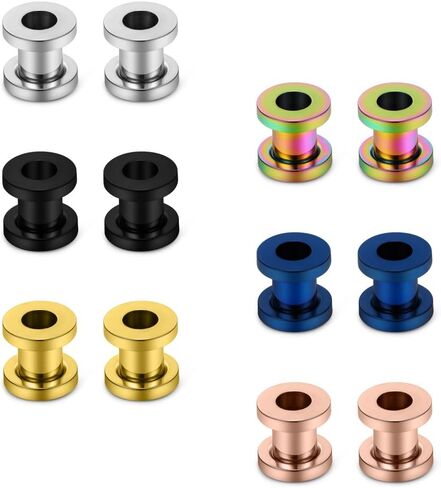 SCERRING 12 قطعة مزيج اللون المسمار الأذن الأنفاق تمتد عدة الفولاذ المقاوم للصدأ قياس المقابس مجموعة المتوسع نفس الأحجام 16 جرام-00 جرام in Kuwait