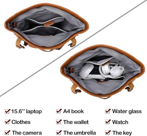 حقيبة ظهر جلدية G-FAVOR للرجال والنساء مقاس 15.6 بوصة للكمبيوتر المحمول، حقيبة عمل مقاومة للماء أثناء السفر وحقيبة نهارية in Kuwait