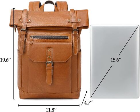 حقيبة ظهر جلدية G-FAVOR للرجال والنساء مقاس 15.6 بوصة للكمبيوتر المحمول، حقيبة عمل مقاومة للماء أثناء السفر وحقيبة نهارية in Kuwait