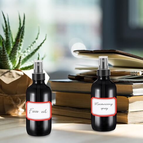 Fumete 2 قطعة زجاجات رذاذ زجاجية 4oz زجاجة رذاذ زجاجية دقيقة حاويات سائلة قابلة لإعادة الملء مع ملصق واحد وقمع واحد للشعر والسفر والنباتات وحلول التنظيف والعناية بالبشرة (أسود) in Saudi Arabia