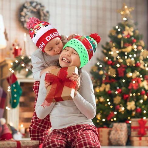 Nailastro عيد الميلاد LED تضيء قبعة محبوكة، الملونة وامض LED قبعة عيد الميلاد، للجنسين قبعة صغيرة محبوكة لعيد الميلاد in Kuwait