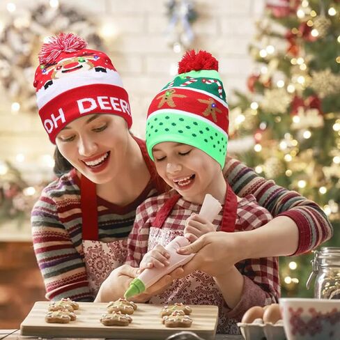 Nailastro عيد الميلاد LED تضيء قبعة محبوكة، الملونة وامض LED قبعة عيد الميلاد، للجنسين قبعة صغيرة محبوكة لعيد الميلاد in Kuwait