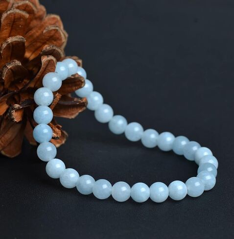 Ouubuuy الأحجار الكريمة الطبيعية الخرز تمتد سوار للرجال النساء 6 مللي متر جوهرة مستديرة شبه حجر سوار مُزين بالخرز للجنسين 7 بوصة in Kuwait