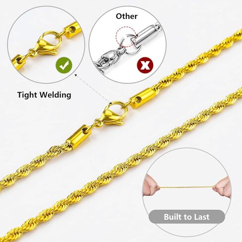 Cross Necklace for Men,Rope Chain Gold/Silver Stainless Steel Pendant Jewelry Gift, 18-26 Inch in Saudi Arabia