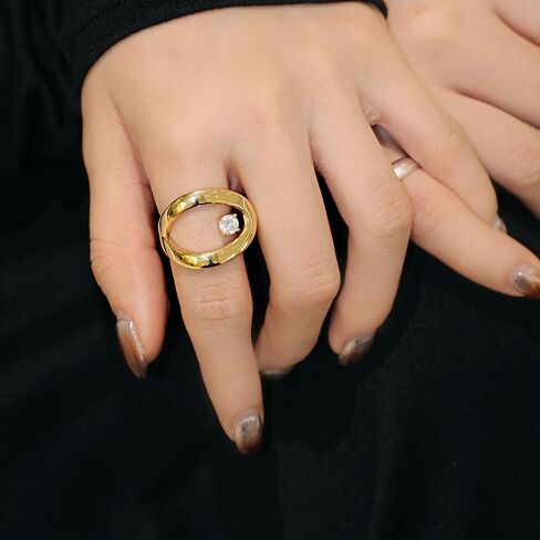 YADTAW丨خاتم مطلي بالذهب عيار 18 قيراط مع الزركون 丨خواتم丨خواتم للنساء丨خواتم ذهبية丨أفضل هدية لعيد الحب وعيد الميلاد in Kuwait