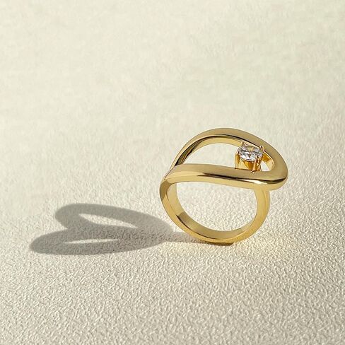 YADTAW丨خاتم مطلي بالذهب عيار 18 قيراط مع الزركون 丨خواتم丨خواتم للنساء丨خواتم ذهبية丨أفضل هدية لعيد الحب وعيد الميلاد in Kuwait