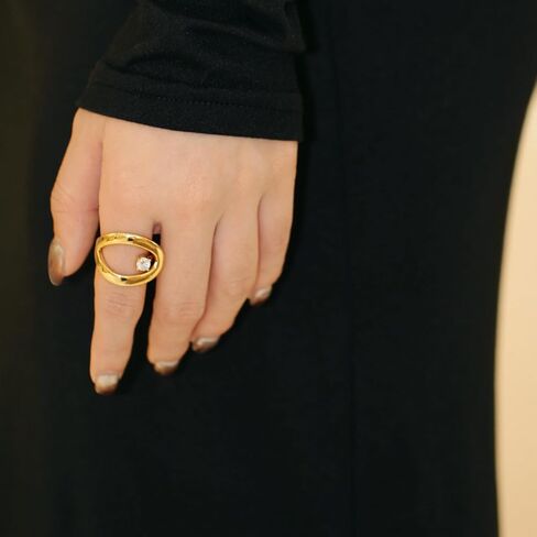 YADTAW丨خاتم مطلي بالذهب عيار 18 قيراط مع الزركون 丨خواتم丨خواتم للنساء丨خواتم ذهبية丨أفضل هدية لعيد الحب وعيد الميلاد in Kuwait