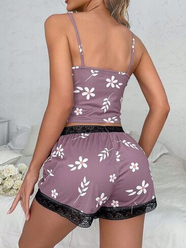 طقم بيجامات نسائي من Roselychic مزخرف بالدانتيل طقم شورت كامي طقم ملابس نوم مثير من Pjs in Kuwait