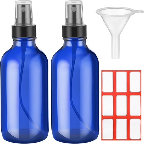Fumete 2 قطعة زجاجات رذاذ زجاجية 4oz زجاجة رذاذ زجاجية دقيقة حاويات سائلة قابلة لإعادة الملء مع ملصق واحد وقمع واحد للشعر والسفر والنباتات وحلول التنظيف والعناية بالبشرة (أسود) in Saudi Arabia