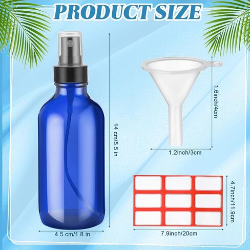 Fumete 2 قطعة زجاجات رذاذ زجاجية 4oz زجاجة رذاذ زجاجية دقيقة حاويات سائلة قابلة لإعادة الملء مع ملصق واحد وقمع واحد للشعر والسفر والنباتات وحلول التنظيف والعناية بالبشرة (أسود) in Saudi Arabia