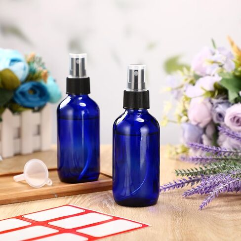 Fumete 2 قطعة زجاجات رذاذ زجاجية 4oz زجاجة رذاذ زجاجية دقيقة حاويات سائلة قابلة لإعادة الملء مع ملصق واحد وقمع واحد للشعر والسفر والنباتات وحلول التنظيف والعناية بالبشرة (أسود) in Saudi Arabia