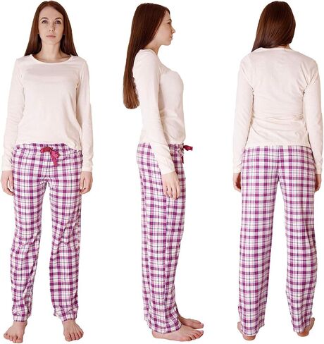 Cherokee Women's Set, Long Sleeve Cotton Top & Micro Fleece Pants, Soft & Cozy Loungewear in Saudi Arabia
