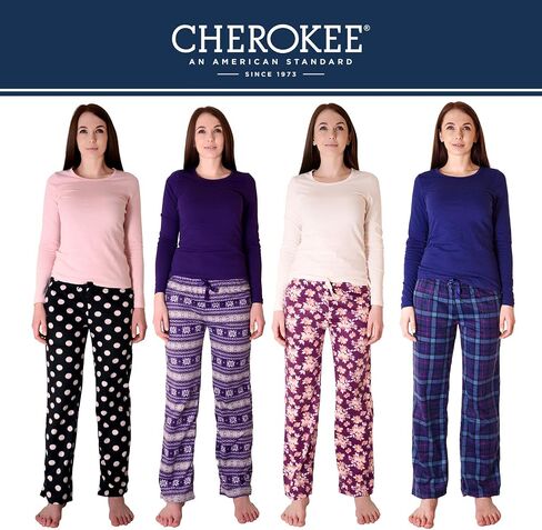 Cherokee Women's Set, Long Sleeve Cotton Top & Micro Fleece Pants, Soft & Cozy Loungewear in Saudi Arabia